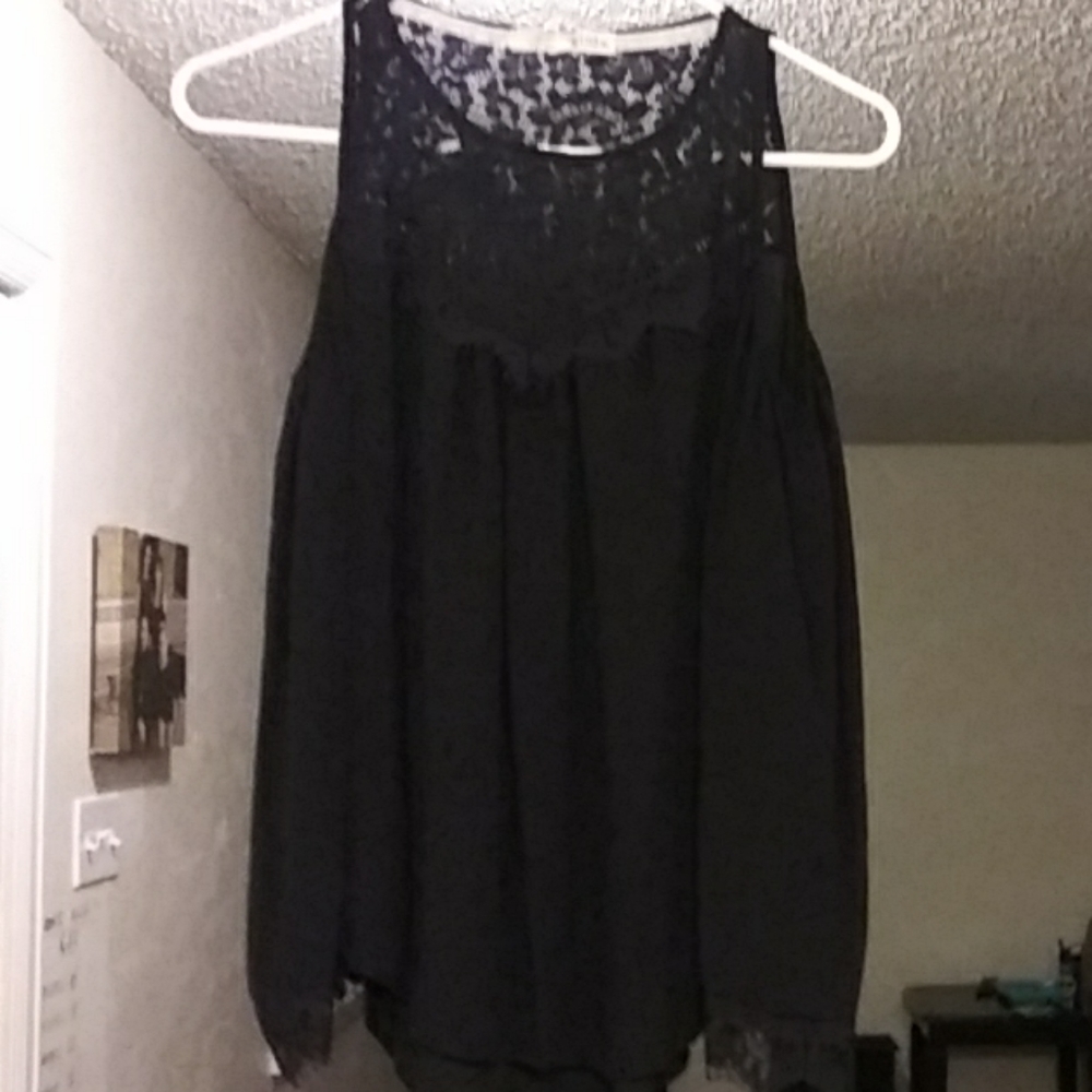 Sexy cold shoulder black blouse!